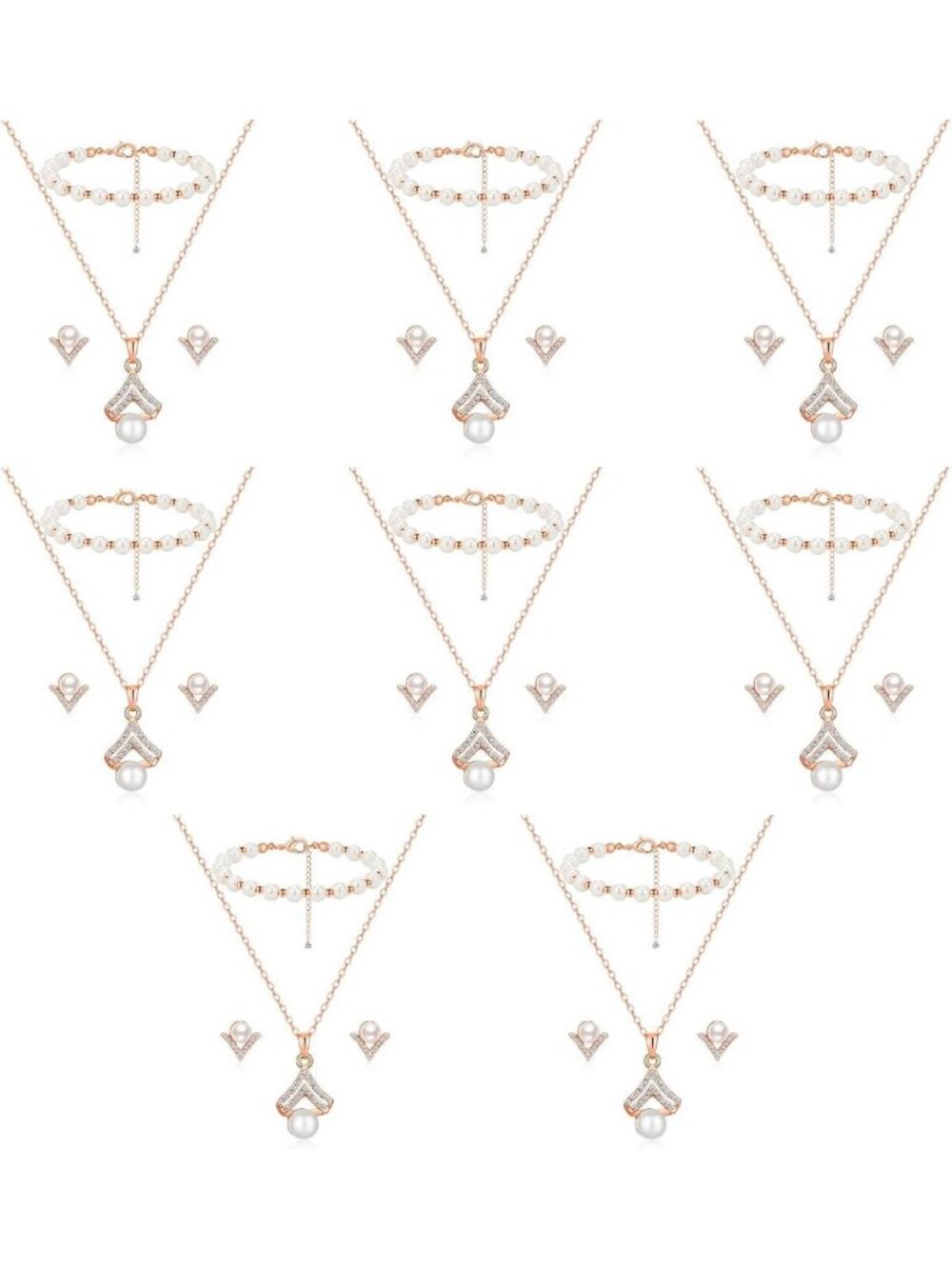 Elegant Bridesmaid Jewelry Set - 18k Gold/Rose Gold/Silver Plated Pearl
